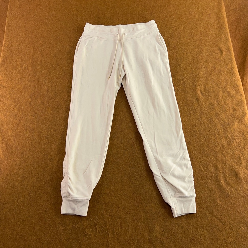 Athleta Women Medium Tall Cream Balance Cinch Fleece Jogger Pants New